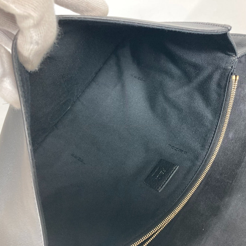 FENDI Clutch bag 8M0351 leather black FF logo mens Used Authentic