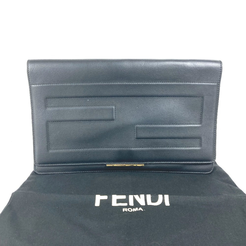 FENDI Clutch bag 8M0351 leather black FF logo mens Used Authentic