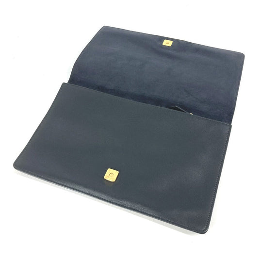 FENDI Clutch bag 8M0351 leather black FF logo mens Used Authentic