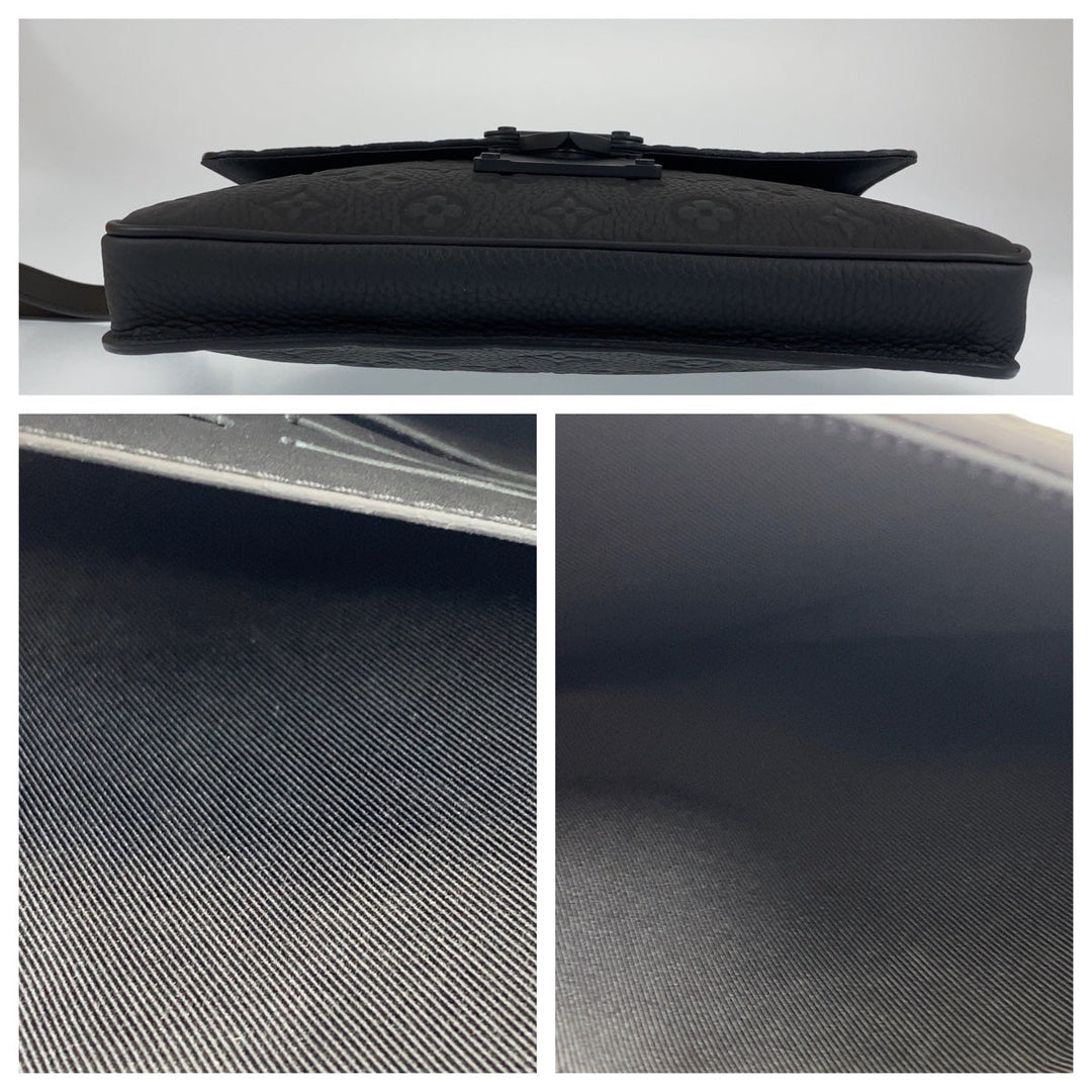 LOUIS VUITTON Clutch bag M80582 leather black Clutch bag business bag Taurillon Clemence Monogram S lock mens Used Authentic