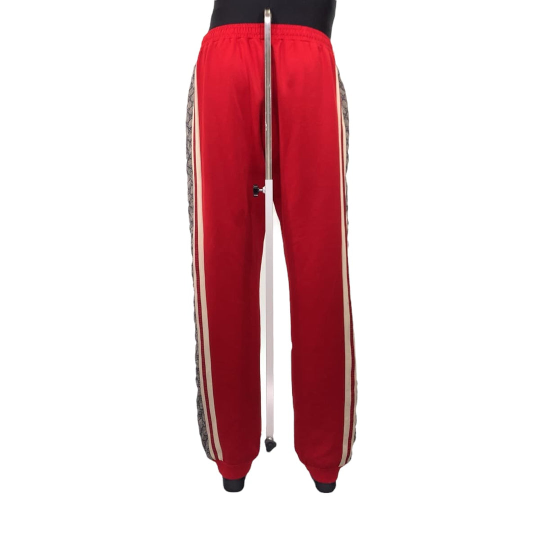 GUCCI Pants 545603 XJAC0 Polyester, Cotton Red red Track pants jersey Technical jersey Side line GG pattern mens L Used Authentic