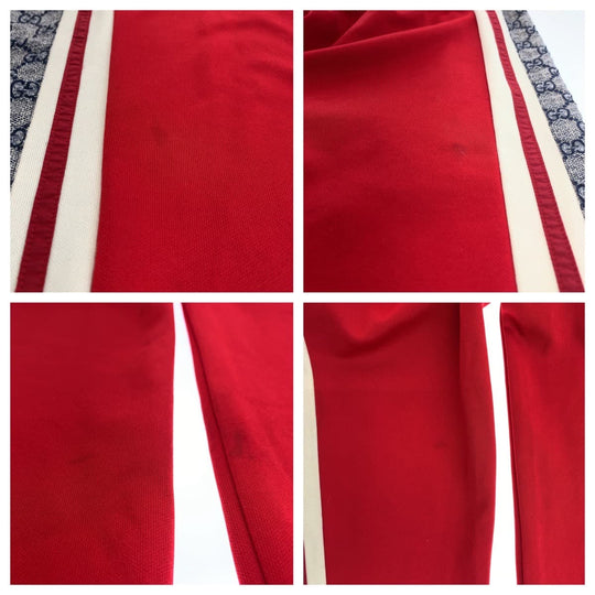 GUCCI Pants 545603 XJAC0 Polyester, Cotton Red red Track pants jersey Technical jersey Side line GG pattern mens L Used Authentic