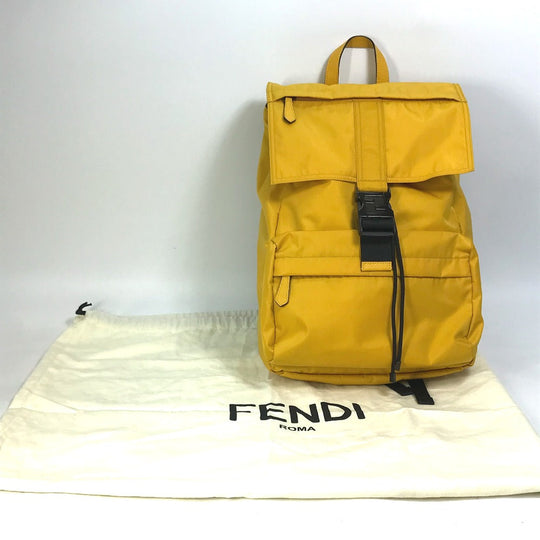 FENDI Backpack 7VZ066 Nylon / leather yellow Fendines mens Used Authentic