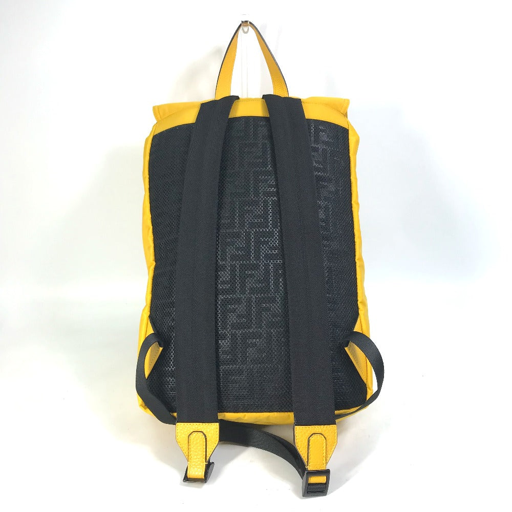 FENDI Backpack 7VZ066 Nylon / leather yellow Fendines mens Used Authentic