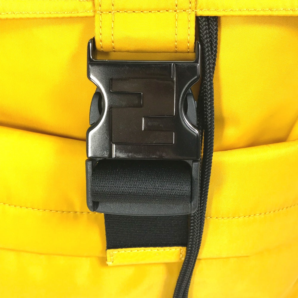FENDI Backpack 7VZ066 Nylon / leather yellow Fendines mens Used Authentic