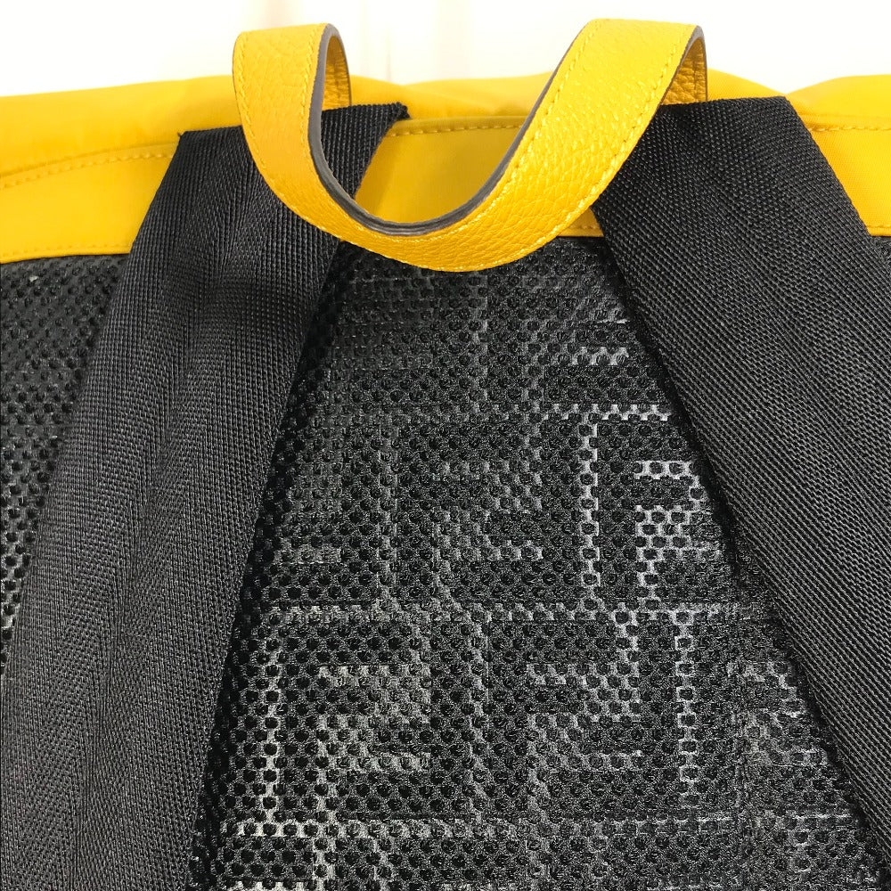 FENDI Backpack 7VZ066 Nylon / leather yellow Fendines mens Used Authentic