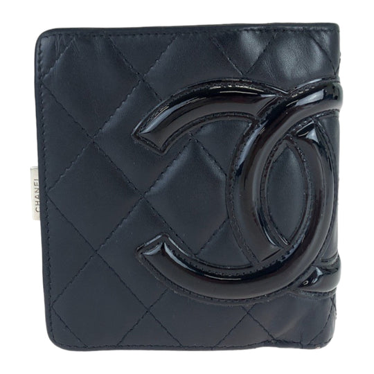 CHANEL Bifold Wallet lambskin Black pink Folding wallet Compact wallet Cambon line COCO Mark Women Used Authentic