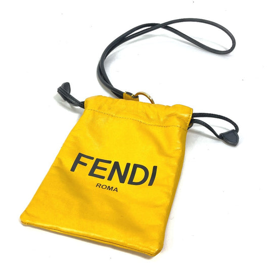 FENDI Pouch 7AR898 leather yellow Phone holder Phone pouch logo unisex(Unisex) Used Authentic