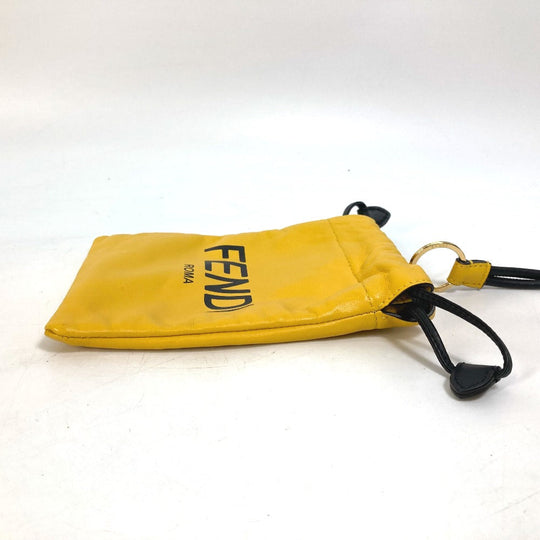FENDI Pouch 7AR898 leather yellow Phone holder Phone pouch logo unisex(Unisex) Used Authentic