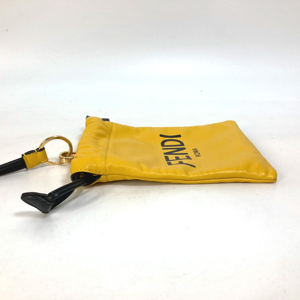 FENDI Pouch 7AR898 leather yellow Phone holder Phone pouch logo unisex(Unisex) Used Authentic