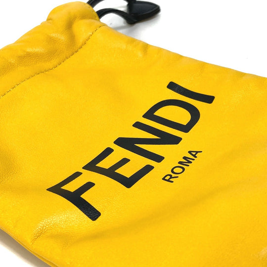FENDI Pouch 7AR898 leather yellow Phone holder Phone pouch logo unisex(Unisex) Used Authentic