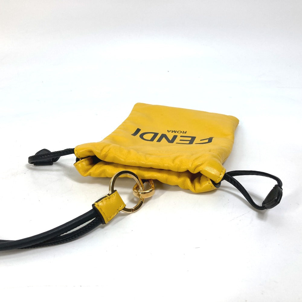 FENDI Pouch 7AR898 leather yellow Phone holder Phone pouch logo unisex(Unisex) Used Authentic