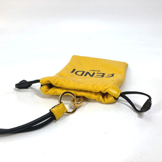 FENDI Pouch 7AR898 leather yellow Phone holder Phone pouch logo unisex(Unisex) Used Authentic