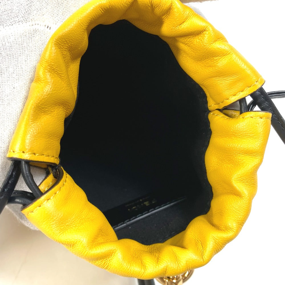 FENDI Pouch 7AR898 leather yellow Phone holder Phone pouch logo unisex(Unisex) Used Authentic
