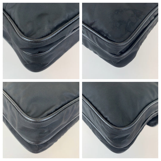 PRADA Shoulder Bag Nylon Black SilverMetal Crossbody Shoulder Bag Messenger Bag Triangle With logo Test mens Used Authentic