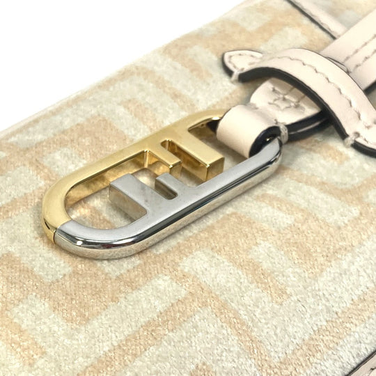 FENDI Pouch 7AS131 viscose/leather beige Smartphone case Zucca logo phone pouch, smartphone pouch Women Used Authentic