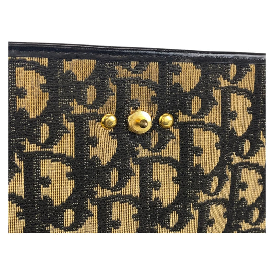 Dior Shoulder Bag canvas Navy Gold Metal Crossbody Shoulder Bag Trotter Women Used Authentic
