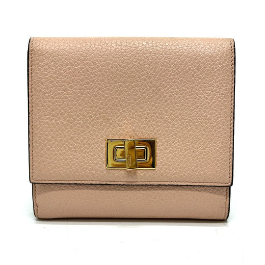 FENDI Folded wallet 8M0438 leather pink Peekaboo Women Used Authentic