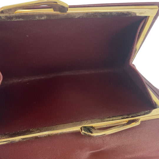 CARTIER Tri-fold wallet leather wine-red Must Line
