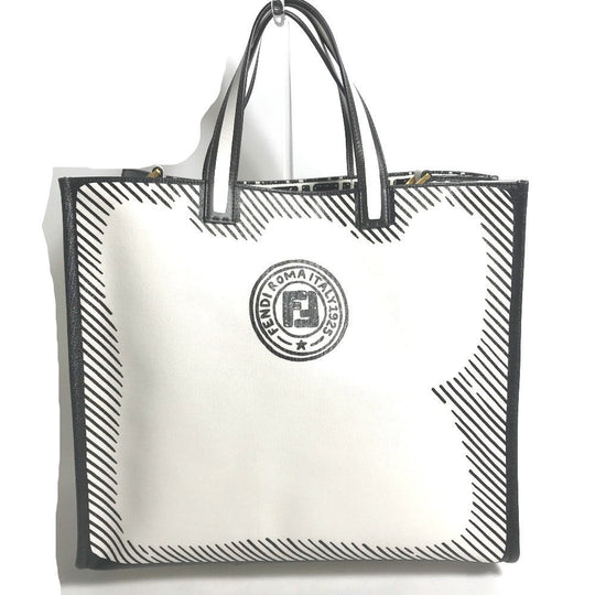 FENDI Tote Bag 8BH357 Coated canvas white Joshua Vides Collaboration Shopper bag mens Used Authentic