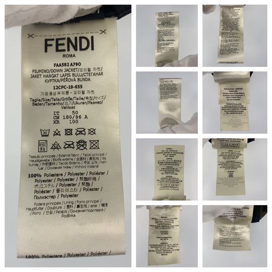 FENDI Down jacket FAA582 A790 polyester khaki black black Down Jacket Puffer Jacket Zucca Pattern Pecan Pattern mens 50 Used Authentic