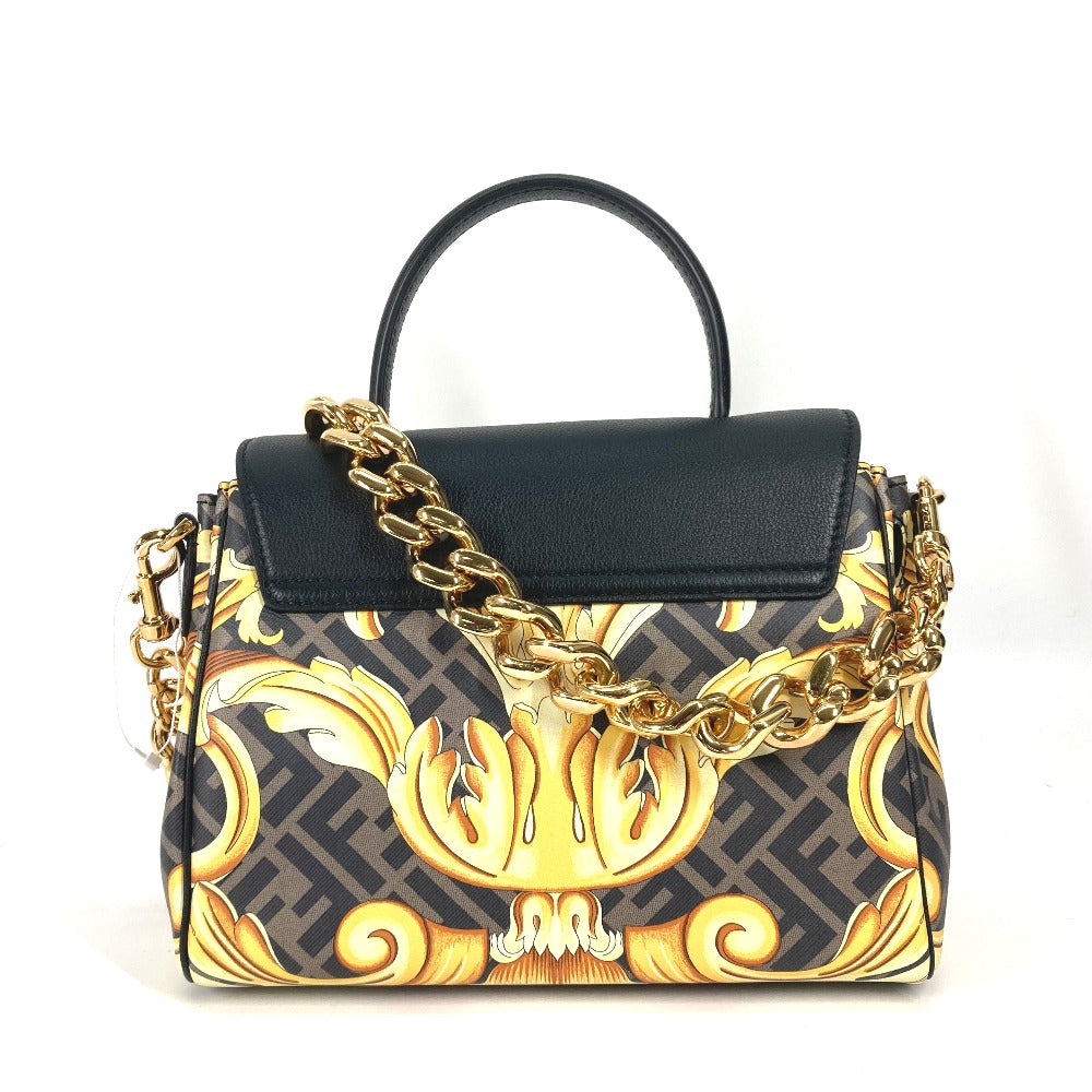 FENDI Handbag PVC / Leather Brown Versace collaboration VERSACE la medusa satchel bag zucca Women Used Authentic
