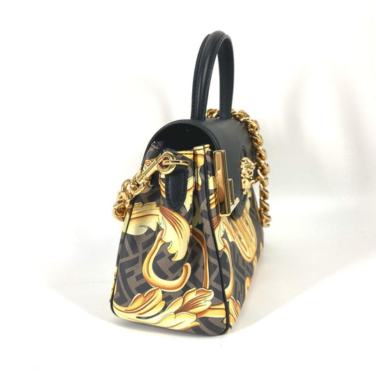 FENDI Handbag PVC / Leather Brown Versace collaboration VERSACE la medusa satchel bag zucca Women Used Authentic