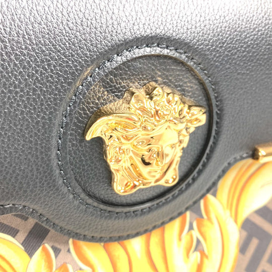 FENDI Handbag PVC / Leather Brown Versace collaboration VERSACE la medusa satchel bag zucca Women Used Authentic