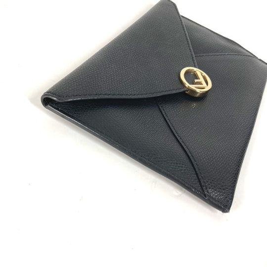 FENDI Pouch leather black Multi pouch F is logo