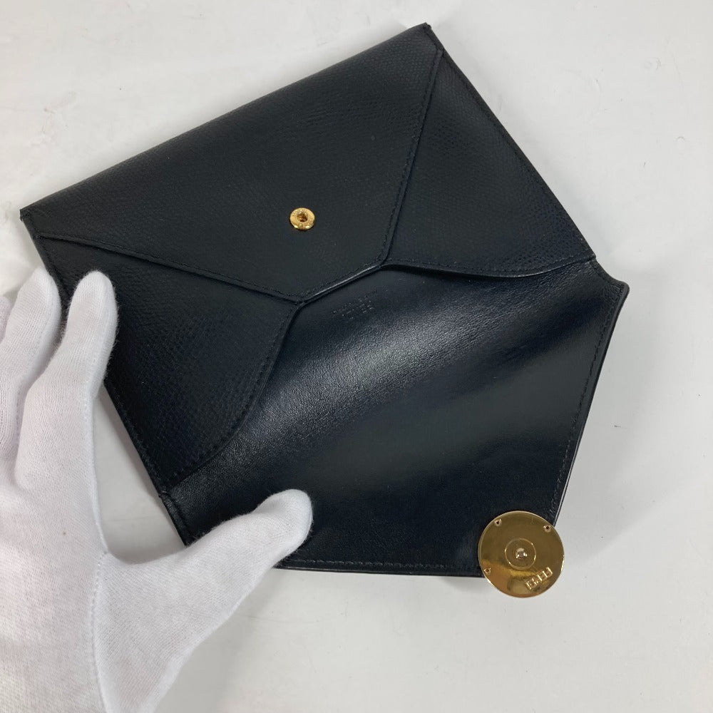 FENDI Pouch leather black Multi pouch F is logo