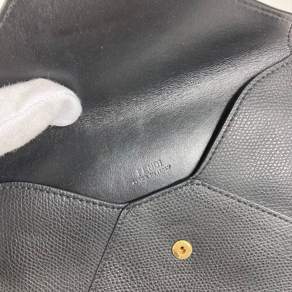 FENDI Pouch leather black Multi pouch F is logo