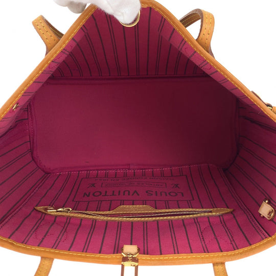 LOUIS VUITTON Tote Bag M41245 PVC Brown Pivoine Pink Tote Bag handbag Monogram Never full PM with porch Women Used Authentic