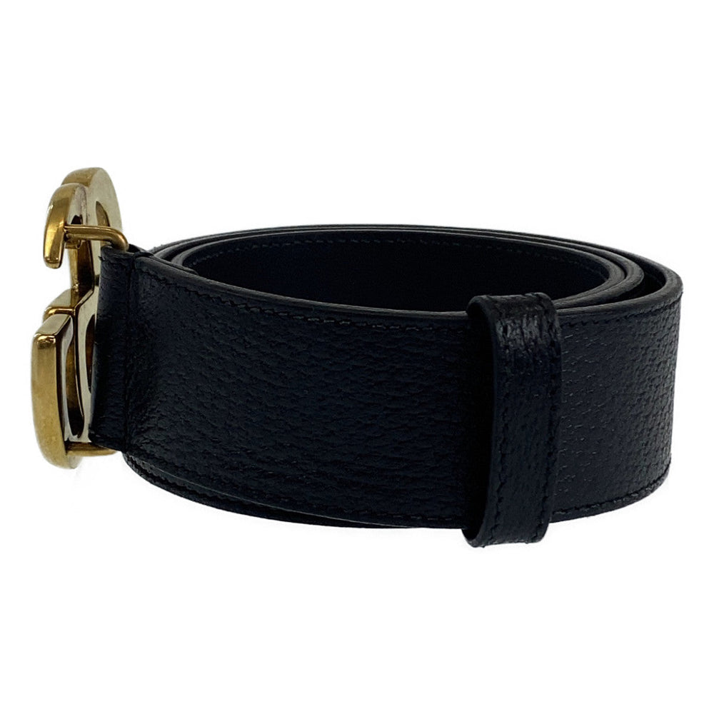 GUCCI belt leather Black gold belt buckle belt GG Marmont mens 36 Used Authentic