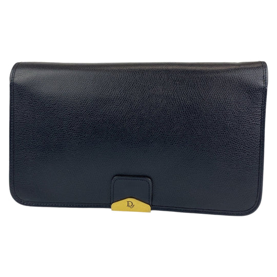 Christian Dior Shoulder Bag leather Black GoldMetal Crossbody Shoulder Bag Pochette Medium Honeycomb Pattern Women Used Authentic