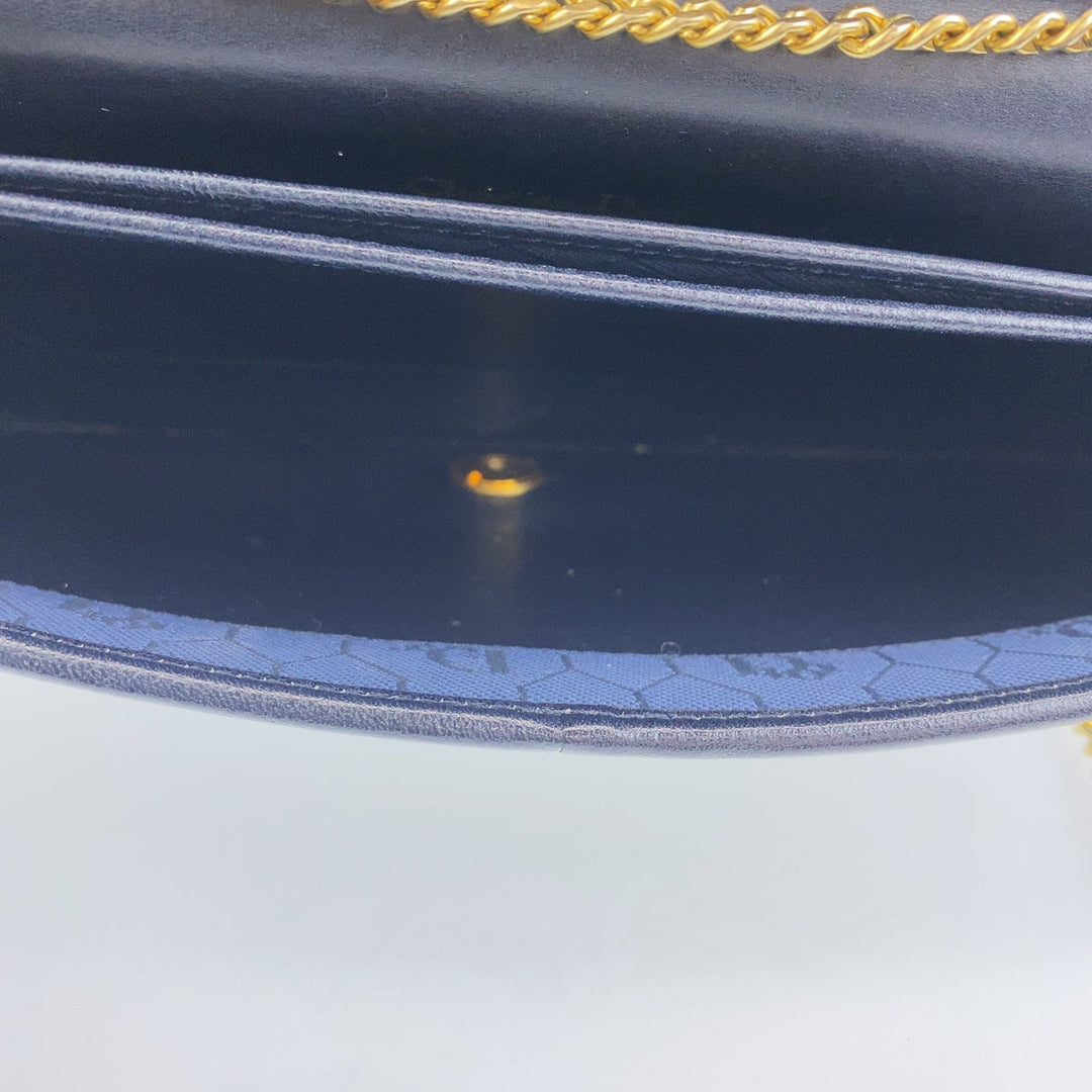 Christian Dior Shoulder Bag leather Black GoldMetal Crossbody Shoulder Bag Pochette Medium Honeycomb Pattern Women Used Authentic