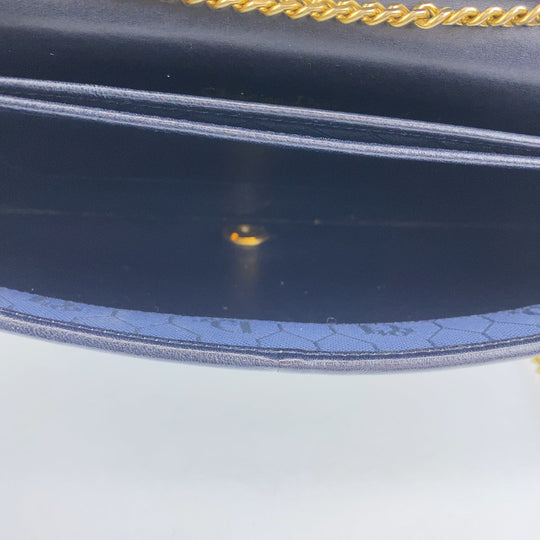 Christian Dior Shoulder Bag leather Black GoldMetal Crossbody Shoulder Bag Pochette Medium Honeycomb Pattern Women Used Authentic