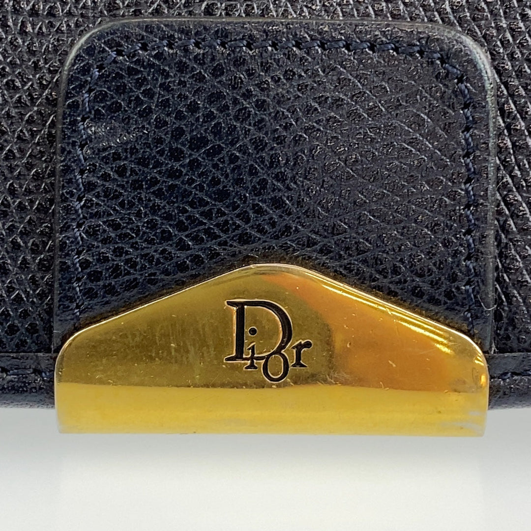 Christian Dior Shoulder Bag leather Black GoldMetal Crossbody Shoulder Bag Pochette Medium Honeycomb Pattern Women Used Authentic