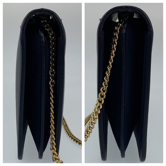 Christian Dior Shoulder Bag leather Black GoldMetal Crossbody Shoulder Bag Pochette Medium Honeycomb Pattern Women Used Authentic
