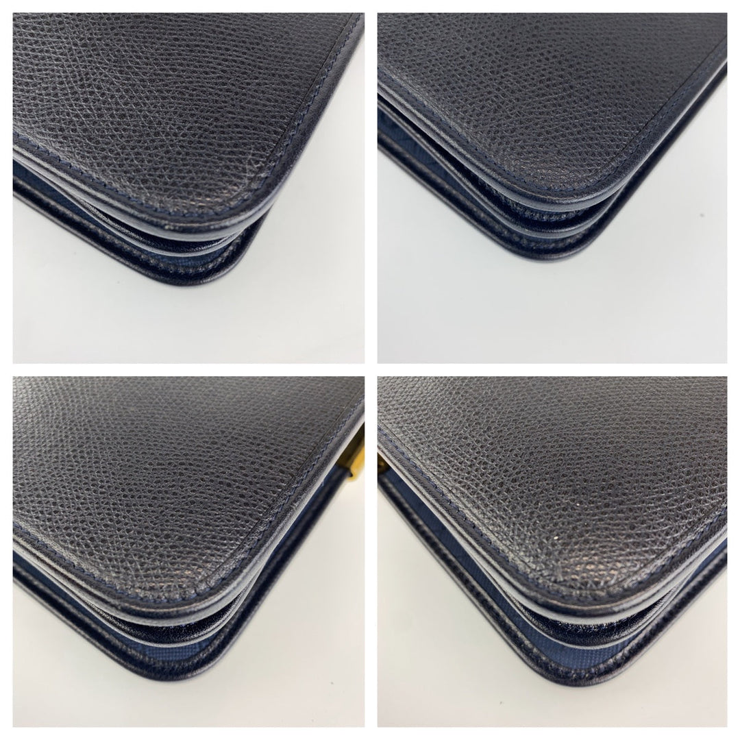 Christian Dior Shoulder Bag leather Black GoldMetal Crossbody Shoulder Bag Pochette Medium Honeycomb Pattern Women Used Authentic