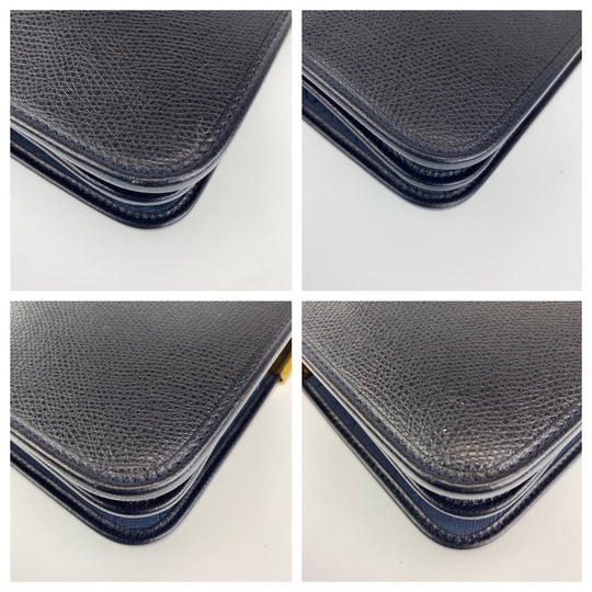 Christian Dior Shoulder Bag leather Black GoldMetal Crossbody Shoulder Bag Pochette Medium Honeycomb Pattern Women Used Authentic