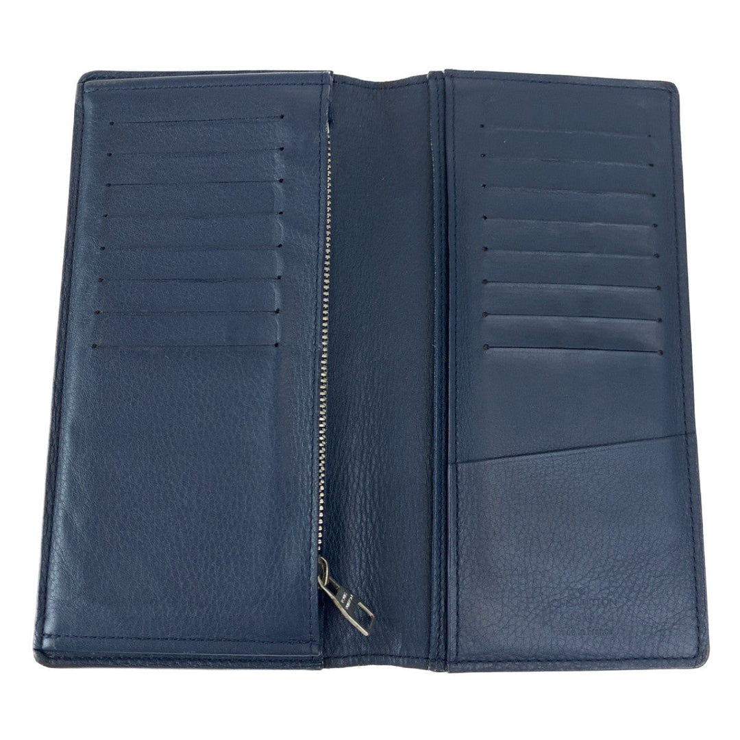 LOUIS VUITTON Long Wallet Purse M58818 leather Ocean Navy Long Wallet Purse Bifold Wallet Taurillon Clemence Leather Portefeuille Braza mens Used Authentic