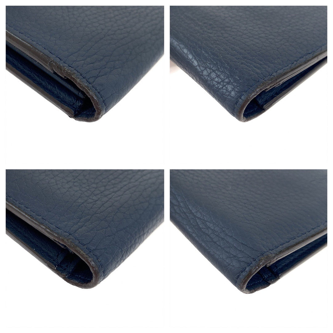 LOUIS VUITTON Long Wallet Purse M58818 leather Ocean Navy Long Wallet Purse Bifold Wallet Taurillon Clemence Leather Portefeuille Braza mens Used Authentic