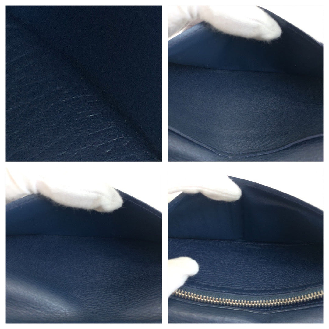 LOUIS VUITTON Long Wallet Purse M58818 leather Ocean Navy Long Wallet Purse Bifold Wallet Taurillon Clemence Leather Portefeuille Braza mens Used Authentic