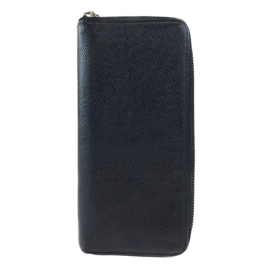 LOUIS VUITTON Long Wallet Purse M30503 leather Ardoise Black SilverMetal Long Wallet Purse Zip Around Round Zip Taiga Zippy Wallet Vertical mens Used Authentic