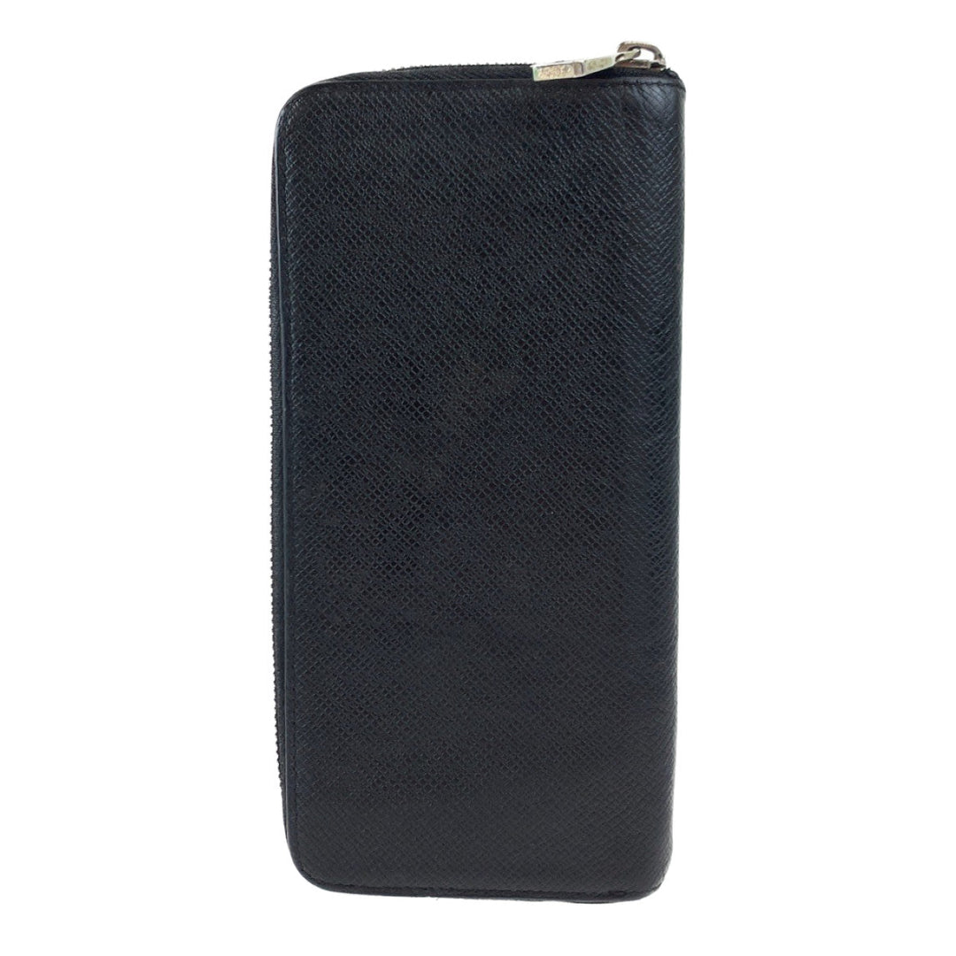 LOUIS VUITTON Long Wallet Purse M30503 leather Ardoise Black SilverMetal Long Wallet Purse Zip Around Round Zip Taiga Zippy Wallet Vertical mens Used Authentic