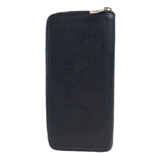 LOUIS VUITTON Long Wallet Purse M30503 leather Ardoise Black SilverMetal Long Wallet Purse Zip Around Round Zip Taiga Zippy Wallet Vertical mens Used Authentic
