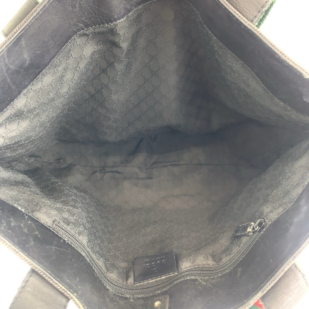 GUCCI Tote Bag 73983 Canvas, Leather gray Handbag Tote Bag Sherry line Women Used Authentic