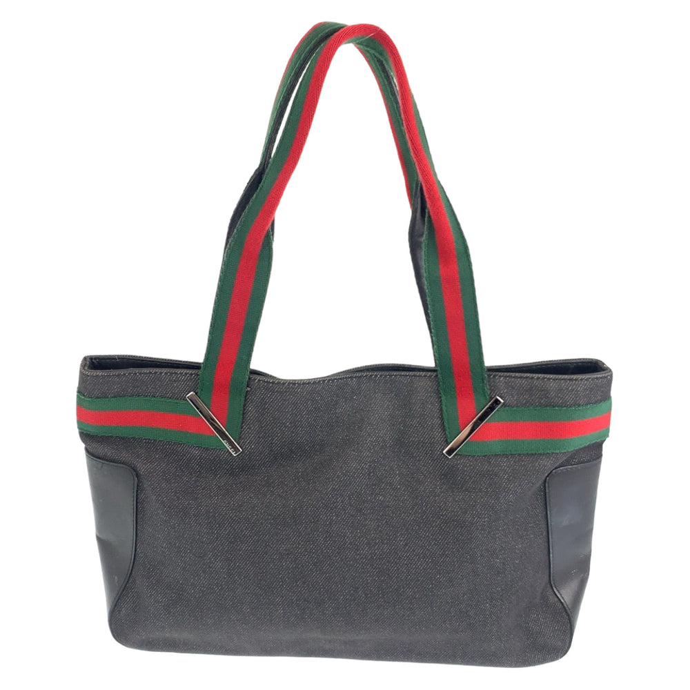 GUCCI Tote Bag 73983 Canvas, Leather gray Handbag Tote Bag Sherry line Women Used Authentic