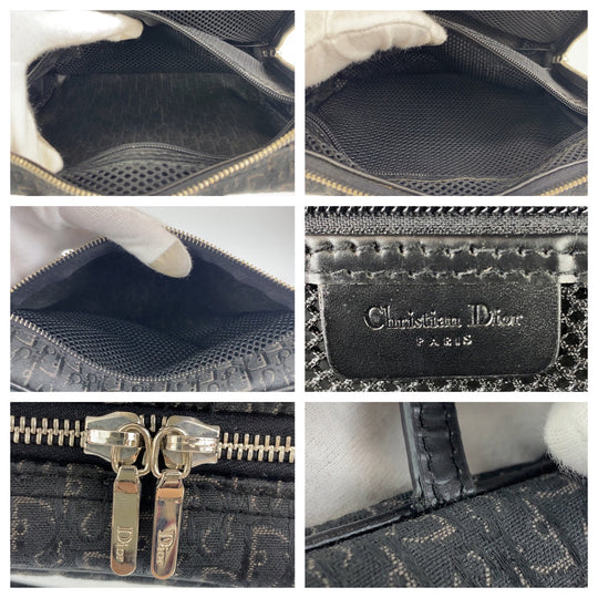 Dior Handbag MC0053 Canvas, Leather Black Silver Metal Handbag vanity bag Trotter Oblique Street chic Women Used Authentic