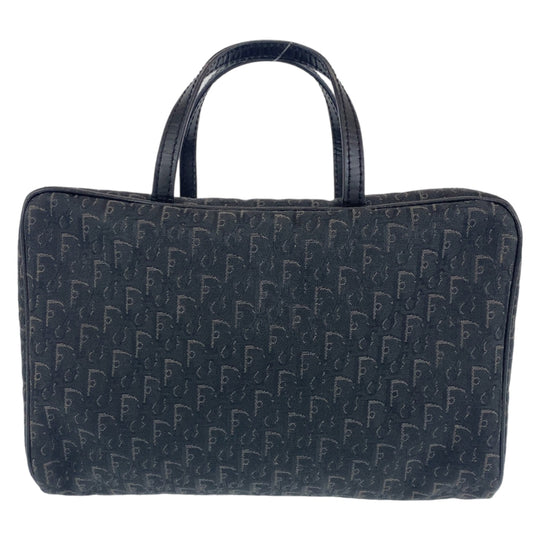 Dior Handbag MC0053 Canvas, Leather Black Silver Metal Handbag vanity bag Trotter Oblique Street chic Women Used Authentic